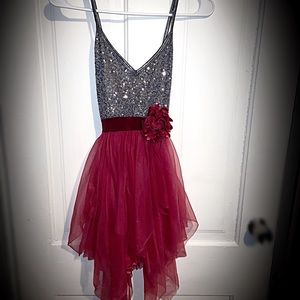 Elegant Burgundy and Silver Dress